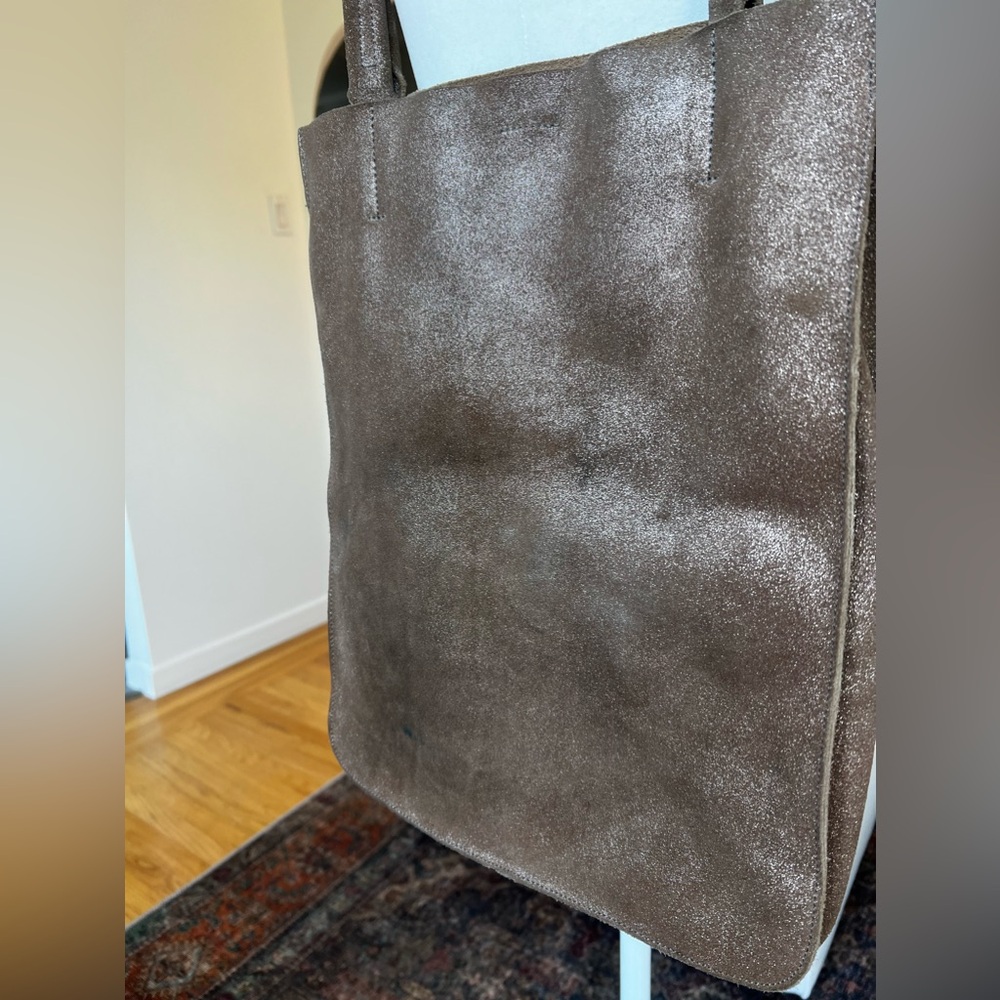 Minor History Leather Gold Taupe Sparkle Magazine Tote View 4